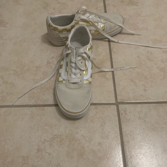 Vans White and Gold Women's Sneakers - Picture 2 of 6